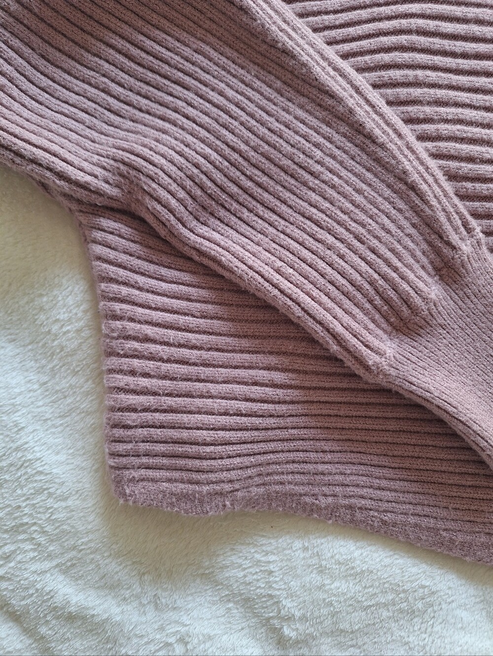 Anthropologie Ribbed Knit Sweater M Oversized Asymmetrical Mauve Purple Pullover - Picture 4 of 11